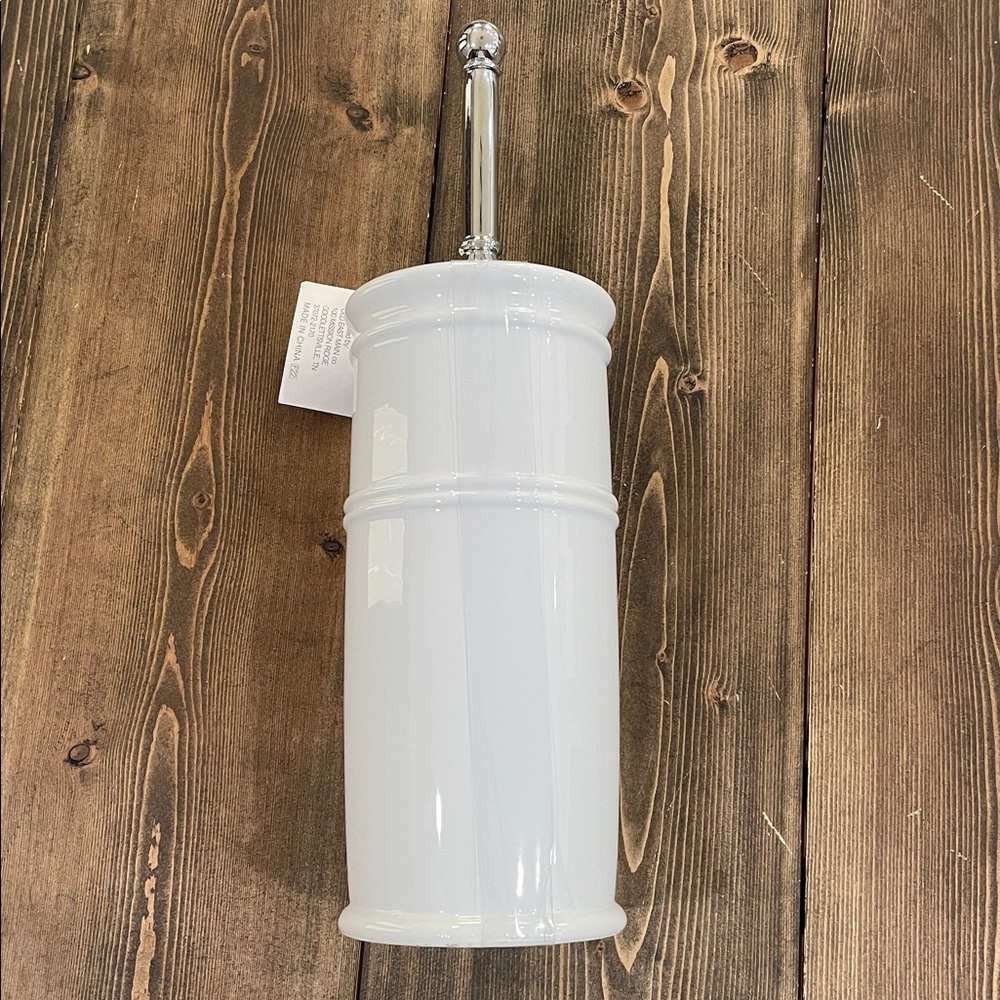 White Ceramic Toilet Brush Holder - Picture 4 of 7